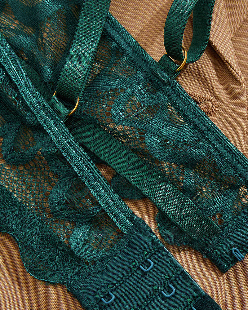 Jolanta™ | Seksowny zestaw koronkowej bielizny z regulowanymi ramiączkami i otwartym krokiem