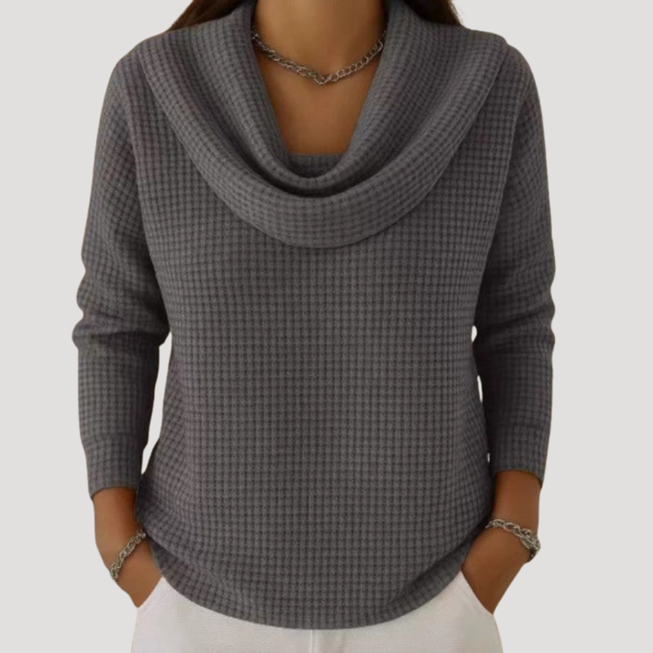 EDYTA | Ciepły dziany sweter z eleganckim kołnierzem