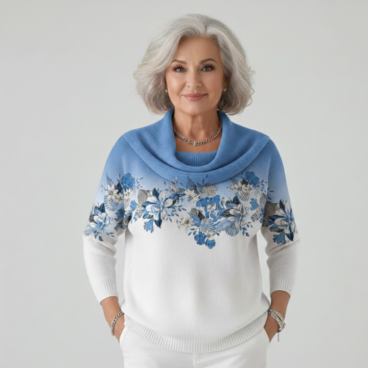 Alora | Kwiatowy sweter z miękkim dekoltem