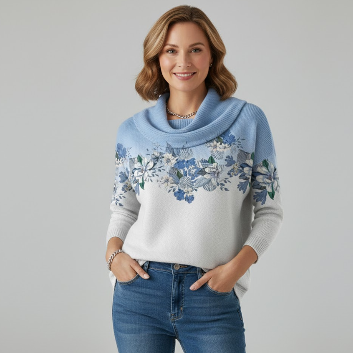 Alora | Kwiatowy sweter z miękkim dekoltem