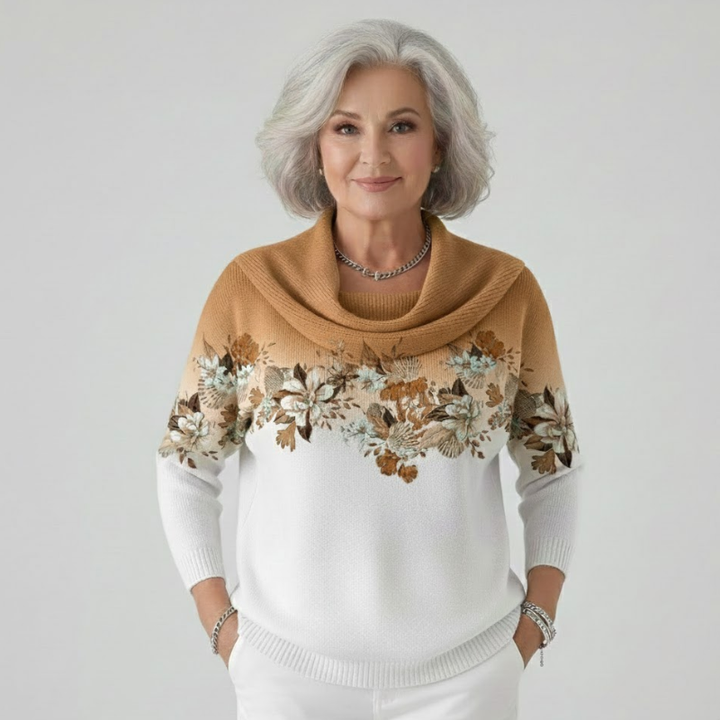 Alora | Kwiatowy sweter z miękkim dekoltem