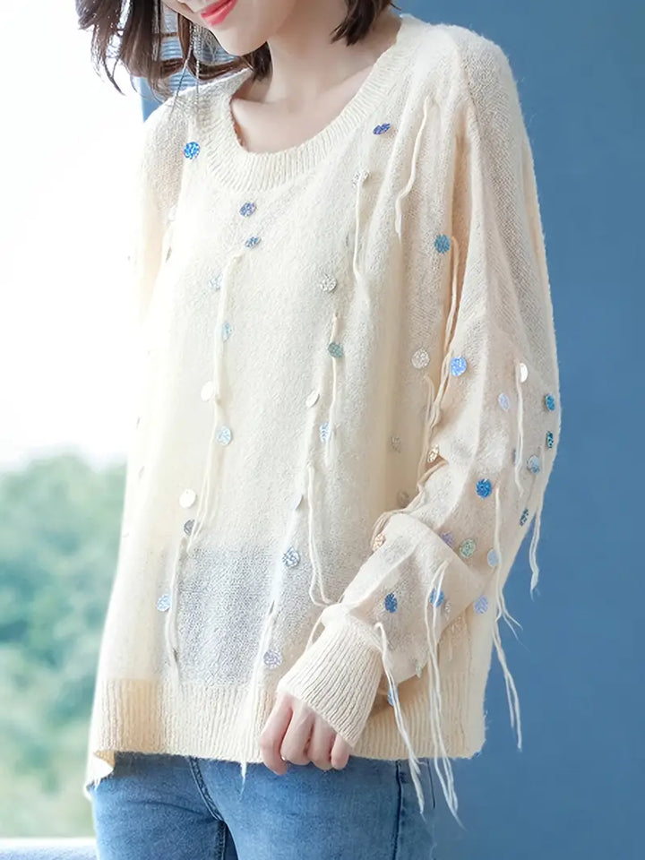 BEATRICE | Zwariowany Sweter z Metalicznymi Akcentami