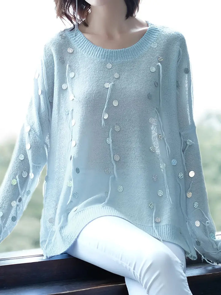 BEATRICE | Zwariowany Sweter z Metalicznymi Akcentami