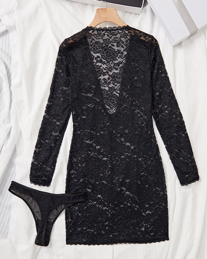 Lena™ | Sukienka nocna z głębokim dekoltem w kształcie V i akcentem łańcuszka