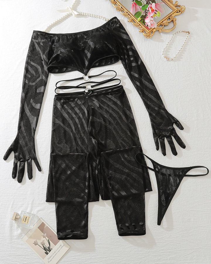 Martyna™ | Długi rękaw Seksowny Zestaw z Pasującymi Pończochami