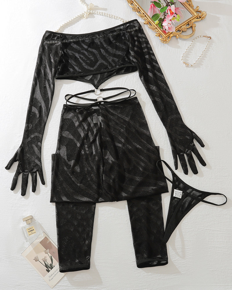 Martyna™ | Długi rękaw Seksowny Zestaw z Pasującymi Pończochami